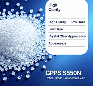 Granulés de polystyrène vierge GPPS 550N, qualité extrusion, haute clarté optique, matière première de résine GPPS - Product Image 2