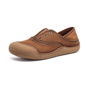 Mocassins à enfiler pour femmes en cuir nubuck, <span class=keywords><strong>chaussures</strong></span> plates décontractées confortables pour la marche, <span class=keywords><strong>semelle</strong></span> en caoutchouc crêpe respirante - Product Image 1