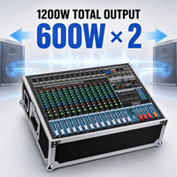 Table de mixage amplifiée 12 canaux EP-12ant 600W x 2 avec amplificateur de puissance, flight case, égaliseur 6 bandes, 24 DSP, USB, Bluetooth, 48V pour scène live et église