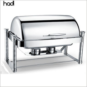 Hadi ที่อุ่นอาหารไฟฟ้าจานอุ่นสแตนเลสพร้อมฝาแก้วสีทองสำหรับร้านอาหาร - Product Image 5