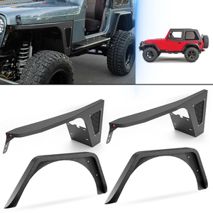 Ensemble de 4 élargisseurs d'ailes en acier pour <span class=keywords><strong>Jeep</strong></span> <span class=keywords><strong>Wrangler</strong></span> <span class=keywords><strong>TJ</strong></span> 1997-2006, noir texturé, haute clarté au sol pour pneus larges, T011 - Product Image 3