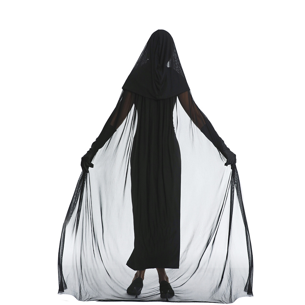 Black Hooded Tulle Cape - Perfect for Halloween Costumes