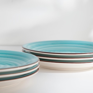 Platos de Cerámica Espiral Turquesa de Lujo Personalizados, Vajilla Pintada a Mano de Primera Calidad, Venta al por Mayor para Bodas, Hoteles y Restaurantes, Venta en Línea - Product Image 3