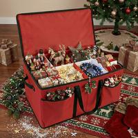 Boîte de rangement pour figurines de Noël (tissu carré, capacité 10-20L) pour figurines et casse-noisettes de 15 pouces