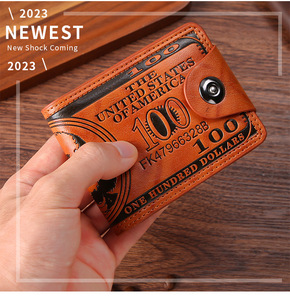 Men's Wallets with 100 US Dollar Pattern Male Wallet with Zipper <strong>Card</strong> Holder Coin Pocket Purse - Product Image 5