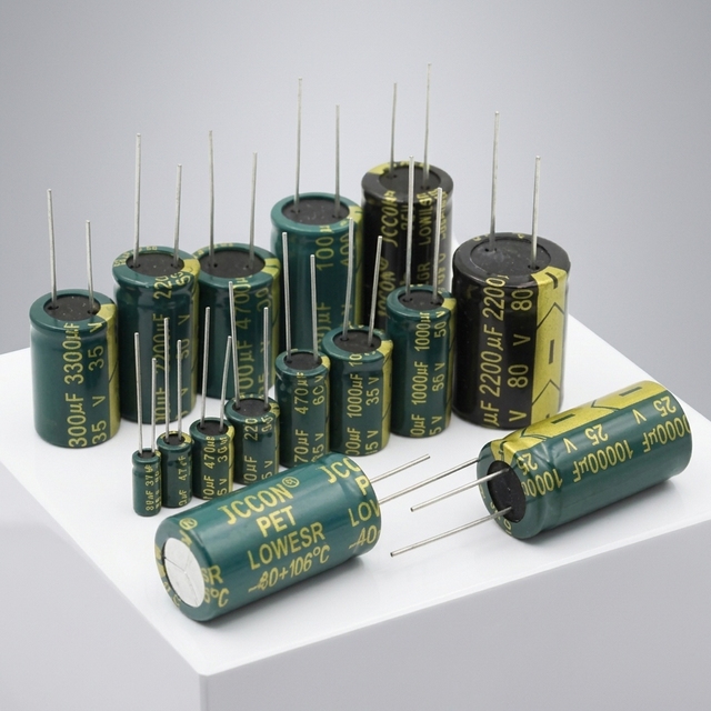 JCCON Low ESR Aluminum Electrolytic Capacitor 10V 16V 25V 35V 50V 100V 10uF 22uF 470uF 1000uF 2200uF for Power Supply