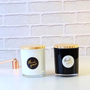 Portacandele <span class=keywords><strong>in</strong></span> <span class=keywords><strong>Vetro</strong></span> Bianco e Nero da 8oz e 10oz, Contenitore per Candele con Coperchio <span class=keywords><strong>in</strong></span> Legno - Product Image 5