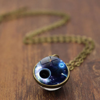 Le plus récent système solaire univers planète pendentif collier créatif boule de verre galaxie pendentif collier