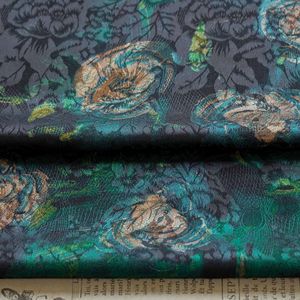 Tissu Jacquard Brocart Gaufré en Gros Style Chinois <span class=keywords><strong>Satin</strong></span> Song <span class=keywords><strong>Vert</strong></span> Jaune Floral pour Qipao Hanfu Vêtement de Mariage - Product Image 3