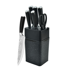 MANJIA, superventas, 7 Uds., tijeras <span class=keywords><strong>de</strong></span> <span class=keywords><strong>cocina</strong></span> <span class=keywords><strong>de</strong></span> acero inoxidable, <span class=keywords><strong>cuchillos</strong></span> <span class=keywords><strong>de</strong></span> Chef, <span class=keywords><strong>juego</strong></span> <span class=keywords><strong>de</strong></span> <span class=keywords><strong>cuchillos</strong></span> negros con soporte - Product Image 6