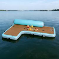 Dock flottant gonflable en forme de L de qualité commerciale avec matériau PVC, couleurs et logo personnalisés pour utilisation sur yacht