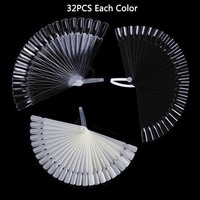 50 pièces de faux ongles d'exposition, transparents, couleur naturelle, style éventail ovale, nuancier pour vernis gel UV, palette de pratique, outil de manucure