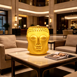<span class=keywords><strong>Lampada</strong></span> LED a Forma di Testa di Buddha in Porcellana Traslucida, Luce Calda per Meditazione, Decorazione Zen per la Casa, Diffusore di Aromi - Product Image 4