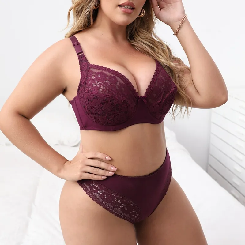 Rts Katoenen Lingerie Set Bh En String Voor Vrouwen Plus Size Bh Set Met Stalen Ring Ondergoed Set