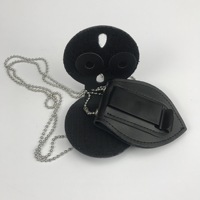 Porte-badge créatif en cuir véritable porte-badge de carte d'identité de travail d'employé de police de forme irrégulière personnalisé avec chaîne de perles