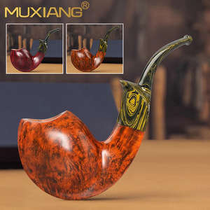 Muxiang Handmade Briar Wood Tobacco Pipe Free Style Morse Bend For Men - Product Image 5