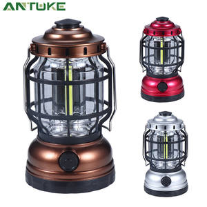 Lanterne de camping Antuke 18 cm, rechargeable par USB, lumière extérieure en métal bronze, lampe de secours pour le camping - Product Image 4