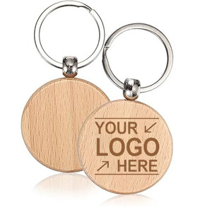 Handmade Custom Beech Wood Keychain with Split Ring Laser Engraved Wooden Key Tag Unique Wood Keyring