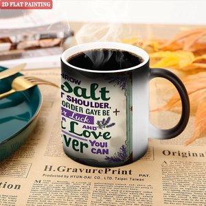 Mug en céramique personnalisé 11oz noir givré, couleur changeante à la chaleur, tasse vierge pour sublimation - Product Image 5