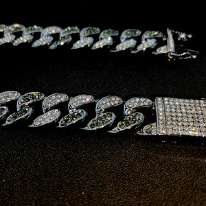 <span class=keywords><strong>Collar</strong></span> de cadena de eslabones cubanos, diamantes negros, estilo Hip Hop, 20MM - Product Image 2