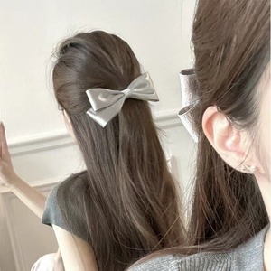 <b>Bow</b> hair <b>clip</b> for women, spring <b>clip</b> for high ponytail, silver, elegant updo, sophisticated hair <b>clip</b> head accessory - Product Image 2
