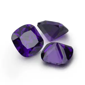 Amatista cuadrada tallada en cojín, piedras preciosas sueltas de circonia cúbica violeta, laboratorio de 6mm, gran oferta