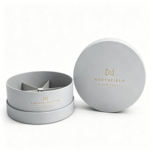 Luxury Rigid Cardboard Round Cylinder <b>Box</b> with Dividers for Flower Cosmetic Gift Set Packaging Gold Foil Custom Printed Factory - Product Image 2