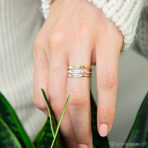 Dropshipping Custom <b>Name</b> <b>Ring</b> Silver Rose Gold Yellow Gold Engraved Heart Paw Print Plain Band Unisex Wear Jewelry Gift - Product Image 5