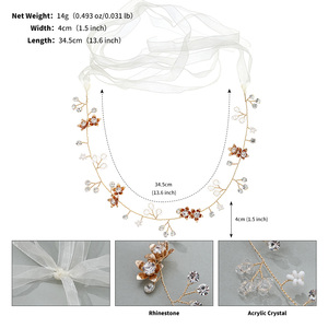 Vignes de cheveux de mariée perles de cristal fleur accessoires de cheveux de mariage diadème casque pour demoiselle d'honneur première <span class=keywords><strong>Communion</strong></span> - Product Image 6