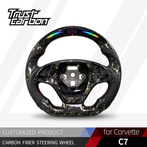 Volante in Fibra di Carbonio LED con Fiocchi d'Oro Personalizzato per Chevrolet <span class=keywords><strong>Corvette</strong></span> C7 Z06 Z51 ZR1 Coupé Cabriolet Grand Sport Camaro - Product Image 2