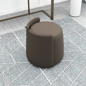 Sgabello Poggiapiedi di Lusso Semplice, <span class=keywords><strong>Pouf</strong></span> Rotondo in Pelle, <span class=keywords><strong>Sedia</strong></span> Ottomana per Arredamento Soggiorno - Product Image 5