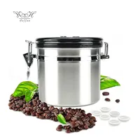 Small 1L Stainless Steel Food Storage Container Kitchen Canister Coffee Canister With Date Tracker And Co2 Valve