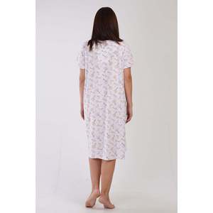 Camisón clásico de manga corta para mujer, rosa, tejido, suave, para dormir - Product Image 1