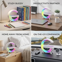 Haut-parleur Bluetooth en forme de G 4-en-1 avec chargeur sans fil, lumière d'ambiance RGB, réveil, bruit blanc et veilleuse de chevet pour bureau