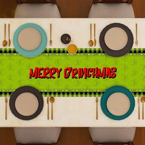 Camino <span class=keywords><strong>de</strong></span> Mesa Navideño Grinch con Luces <span class=keywords><strong>de</strong></span> Árbol <span class=keywords><strong>de</strong></span> Dibujos Animados, Copos <span class=keywords><strong>de</strong></span> Nieve, Regalos, Invierno, Hogar, Tela Duradera, Bastones <span class=keywords><strong>de</strong></span> Caramelo y Adornos - Product Image 1