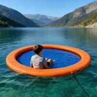 Plateforme de bain solaire ronde bleue personnalisée en usine, hamac aquatique gonflable en PVC haute résistance pour l'extérieur