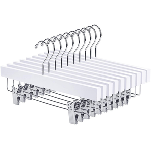 Grosir gantungan celana kayu klip logam dapat diatur celana multifungsi gantungan untuk lemari pakaian permukaan halus desain elegan - Product Image 1