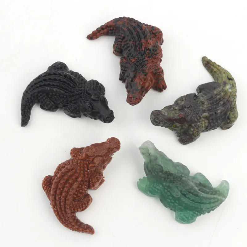 Wholesale small size carved natural gemstone crocodile