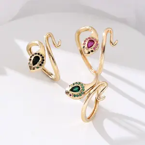 New Fashionable Women's Copper Micro-inlaid Zircon Snake-shaped Ring - Stylish Hand Accessory with Ins Design