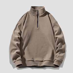 Custom Front Logo Printed Knitted High Street Casual Streetwear Men Winter Warm Soft Polos Quarter Zipper <b>Sweatshirts</b> - Product Image 2