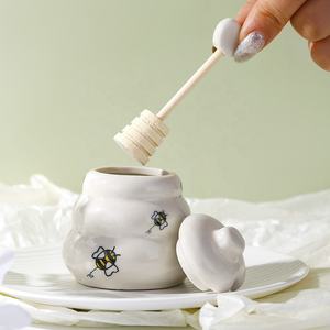 Bomboniera Barattolo Portamiele in Ceramica Bianca "Meant to Bee" con Coperchio per Matrimonio Baby Shower Souvenir - Product Image 2