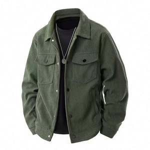Men's Lapelled <b>Jacket</b> Solid Men's <b>Corduroy</b> Blouson Versatile Casual Work Coat with Stylish Young Cool - Product Image 4