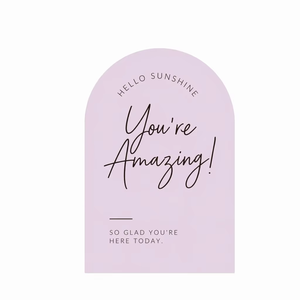 Biglietti di incoraggiamento a forma di arco 'Hello Sunshine <span class=keywords><strong>You</strong></span>'re Amazing' color lavanda con messaggio positivo e busta, vendita all'ingrosso - Product Image 6