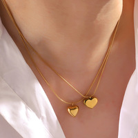 Collier clavicule en acier inoxydable Finetoo plaqué or 18 carats PVD, pendentif cœur de luxe, colliers pour femmes, cadeau de bijoux