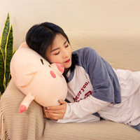 Oreiller en peluche rond rose personnalisé OEM ODM, coussin en peluche de cochon de dessin animé avec logo personnalisé, jouet en peluche cochon kawaii en gros