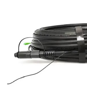 Kabel Drop optikal serat dalam ruangan luar ruangan G657A G652D konektor SC ke konektor tahan air kabel Drop terkoneksi