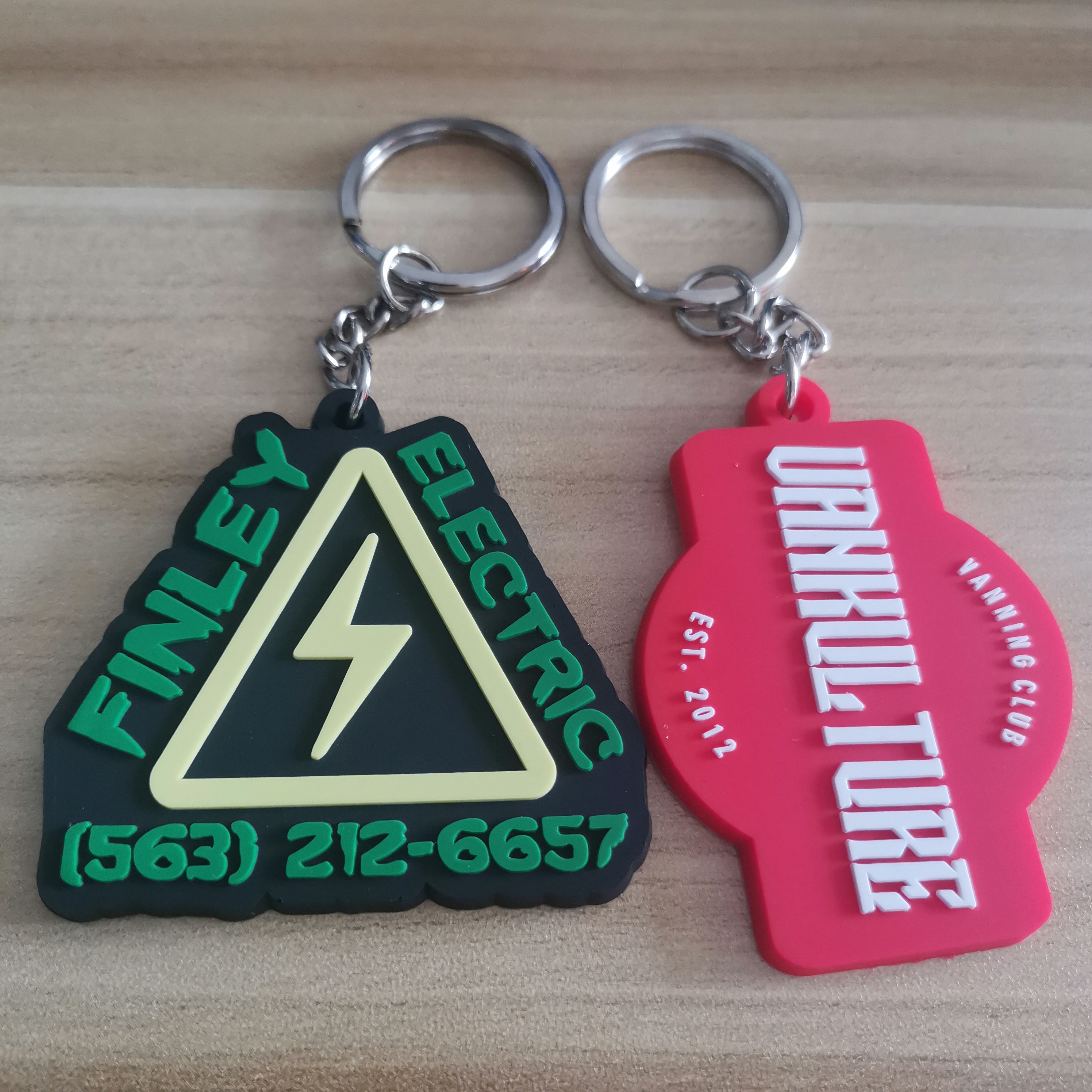 High quality Custom Rubber keyring for logo and design into any shape