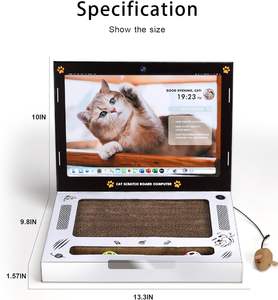 Best Verkopende Aanpasbare Gegolfd Papier Laptop Krabber Met Muis Speelgoed Duurzaam Kat Krabbord - Product Image 5