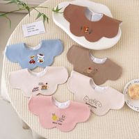 Bavoirs coréens en coton de qualité supérieure pour bébé, motif dessin animé, conception 2 couches anti-régurgitation et anti-bave, rotation à 360°, unisexe