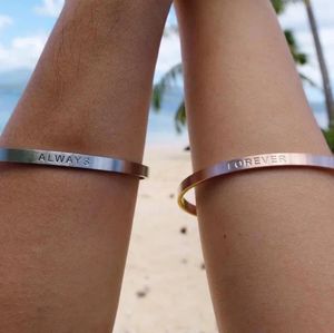 2024 nouveau acier inoxydable gravable or bijoux blancs Motivation citations je suis affirmation positive Bracelet métal manchette Bracelet - Product Image 4